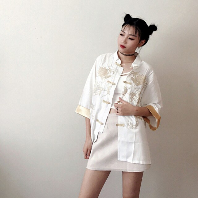 Tangsuit Chinese Style Shirt Dragon Traditional Chinese Clothing for Women Vintage Party Fashion Jacket Wushu Hanfu Embroidery