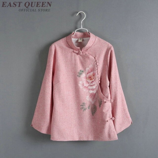 Chinese shirt women traditional chinese clothing Linen shirt women linen clothes mandarin collar cheongsam top shirt AA4155