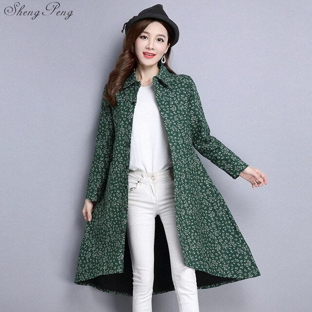Traditional chinese clothing Ladies Chinese Traditional Clothing Embroidered Loose Coat  V1051
